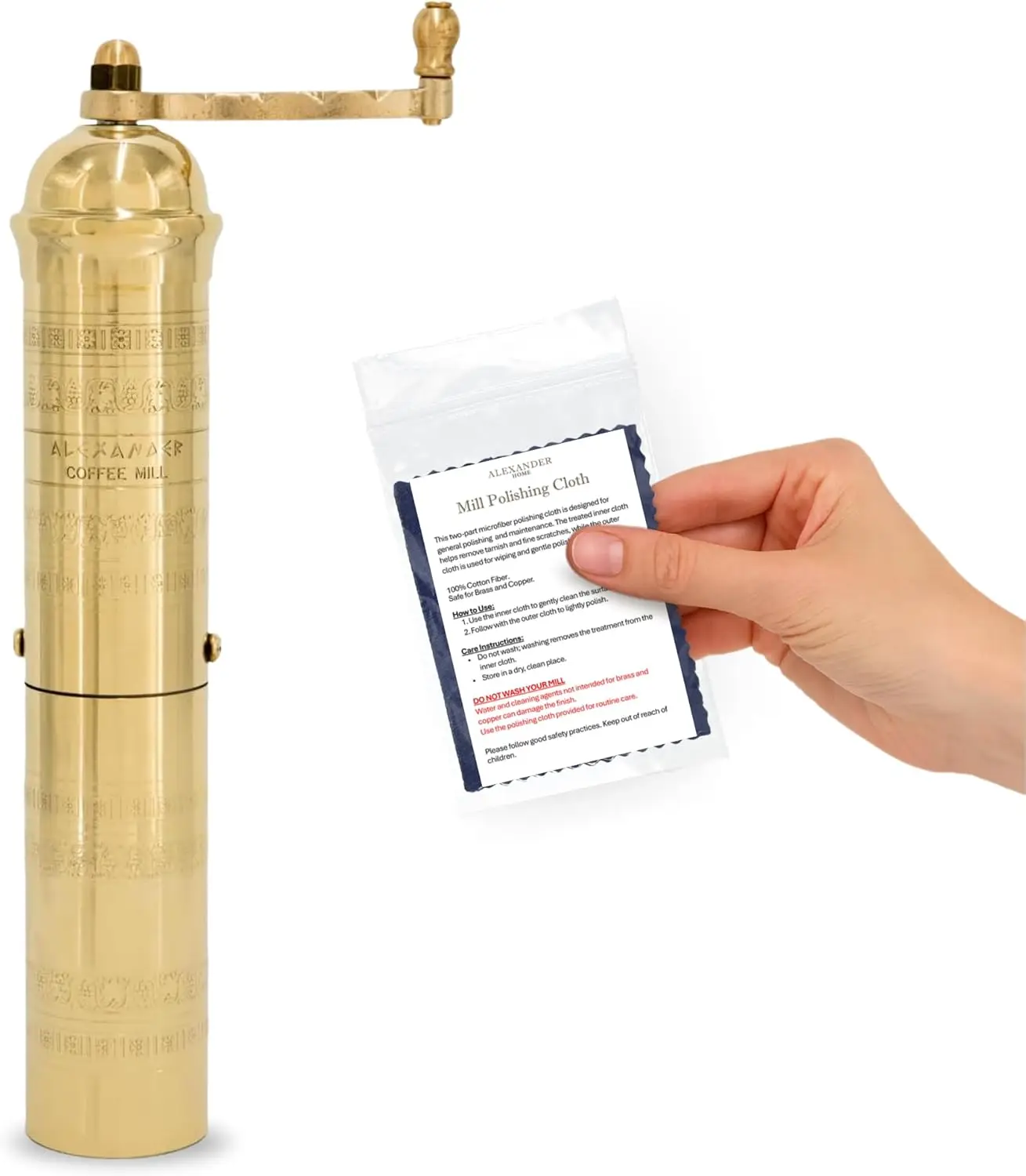 10,5-дюймовая латунная ручная кофемолка, многоразовая с полировальной тканью — дизайн европейского наследия
10,5-дюймовая латунная ручная кофемолка, многоразовая с полировальной тканью — дизайн европейского наследия