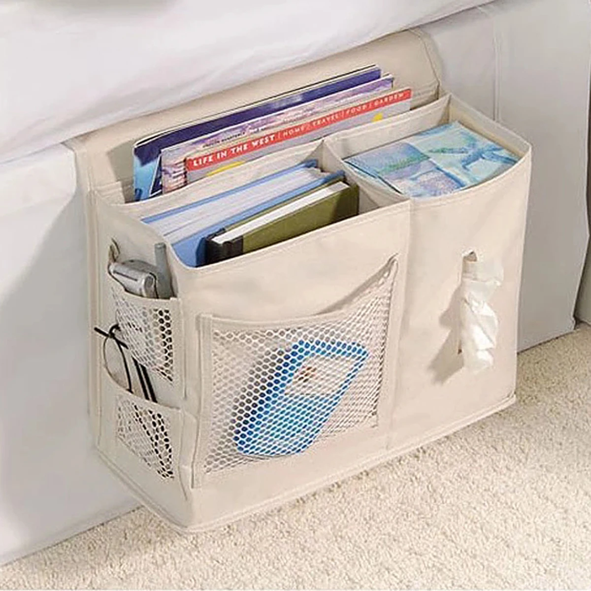 Bedside Organizer Remote Controller Holder Bed Side Hanging Storage Pocket Bag for Dorm Bedroom (Beige)
Bedside Organizer Remote Controller Holder Bed Side Hanging Storage Pocket Bag for Dorm Bedroom (Beige)