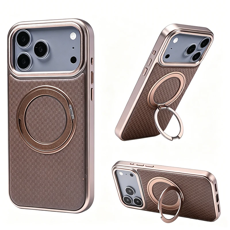 High Quality Texture360 Pivot Phone Case for IPhone17pro 17 ProMax Magnetic Ring Stand Wireless Charging Cover
High Quality Texture360 Pivot Phone Case for IPhone17pro 17 ProMax Magnetic Ring Stand Wireless Charging Cover