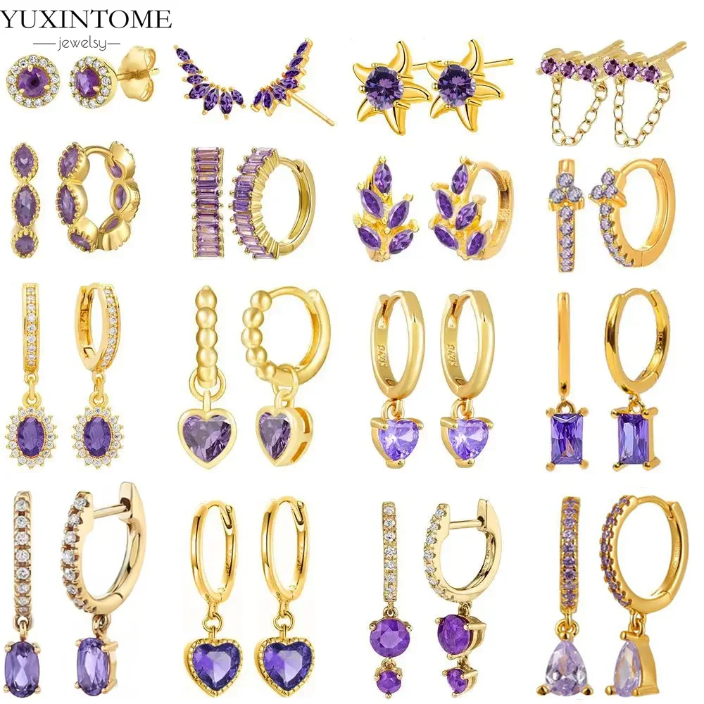 925 Sterling Silver Needle Luxury Purple Zircon Hoop Earrings for Women Exquisite Heart Pendant Earrings Fashion Wedding Jewelry
925 Sterling Silver Needle Luxury Purple Zircon Hoop Earrings for Women Exquisite Heart Pendant Earrings Fashion Wedding Jewelry