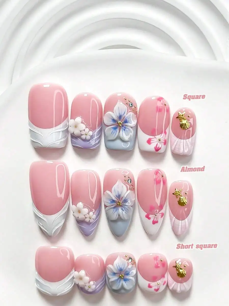 Hand-Painted Vintage Press On Nails, White Printed Brown Nail Polish Design, 10Pcs Manicure Set with Nail Tools in 3 Shapes
Hand-Painted Vintage Press On Nails, White Printed Brown Nail Polish Design, 10Pcs Manicure Set with Nail Tools in 3 Shapes