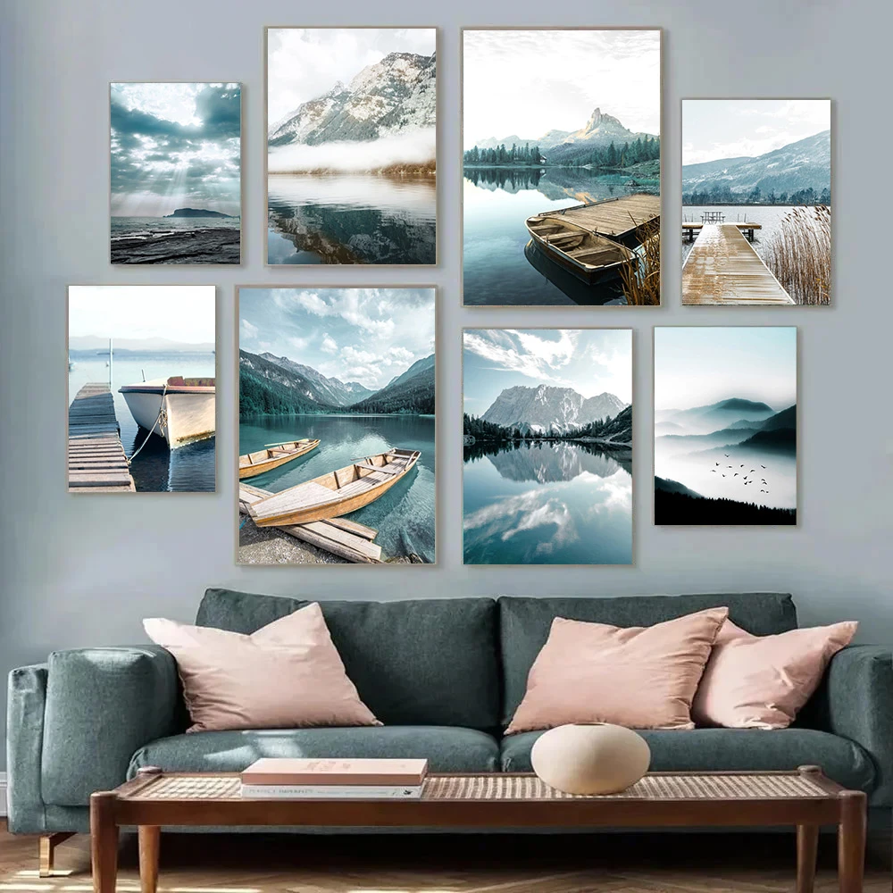Scandinavia Poster Forest Mountain Lake Boat Wall Art Canvas Painting Nordic Posters and Prints Wall Pictures Living Room Decor
Scandinavia Poster Forest Mountain Lake Boat Wall Art Canvas Painting Nordic Posters and Prints Wall Pictures Living Room Decor