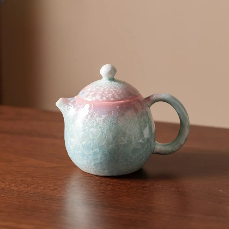 180ML Crystal Glaze Cyan Pink Teapot Luxury Tea Infuser Pot Tea Making Kettle With Strainer Chinese Tea Teaware Collection Gift
180ML Crystal Glaze Cyan Pink Teapot Luxury Tea Infuser Pot Tea Making Kettle With Strainer Chinese Tea Teaware Collection Gift