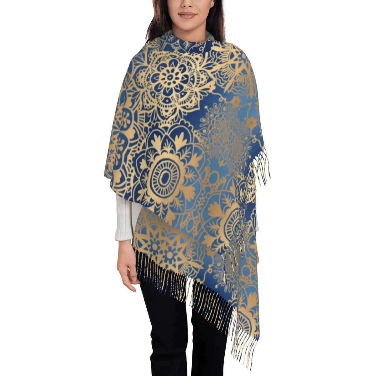Ladies Large Blue Gold Mandala Scarves Women Winter Fall Soft Warm Tassel Shawl Wraps Buddhism Flower Scarf
Ladies Large Blue Gold Mandala Scarves Women Winter Fall Soft Warm Tassel Shawl Wraps Buddhism Flower Scarf