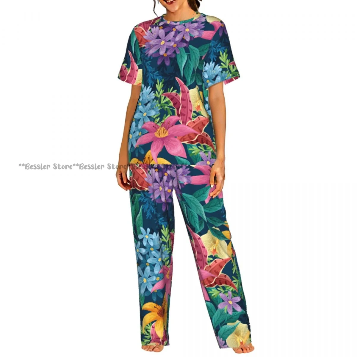 Женские пижамные комплекты, домашняя одежда для сна, экзотическая ночная одежда с цветочным принтом и короткими рукавами
Женские пижамные комплекты, домашняя одежда для сна, экзотическая ночная одежда с цветочным принтом и короткими рукавами