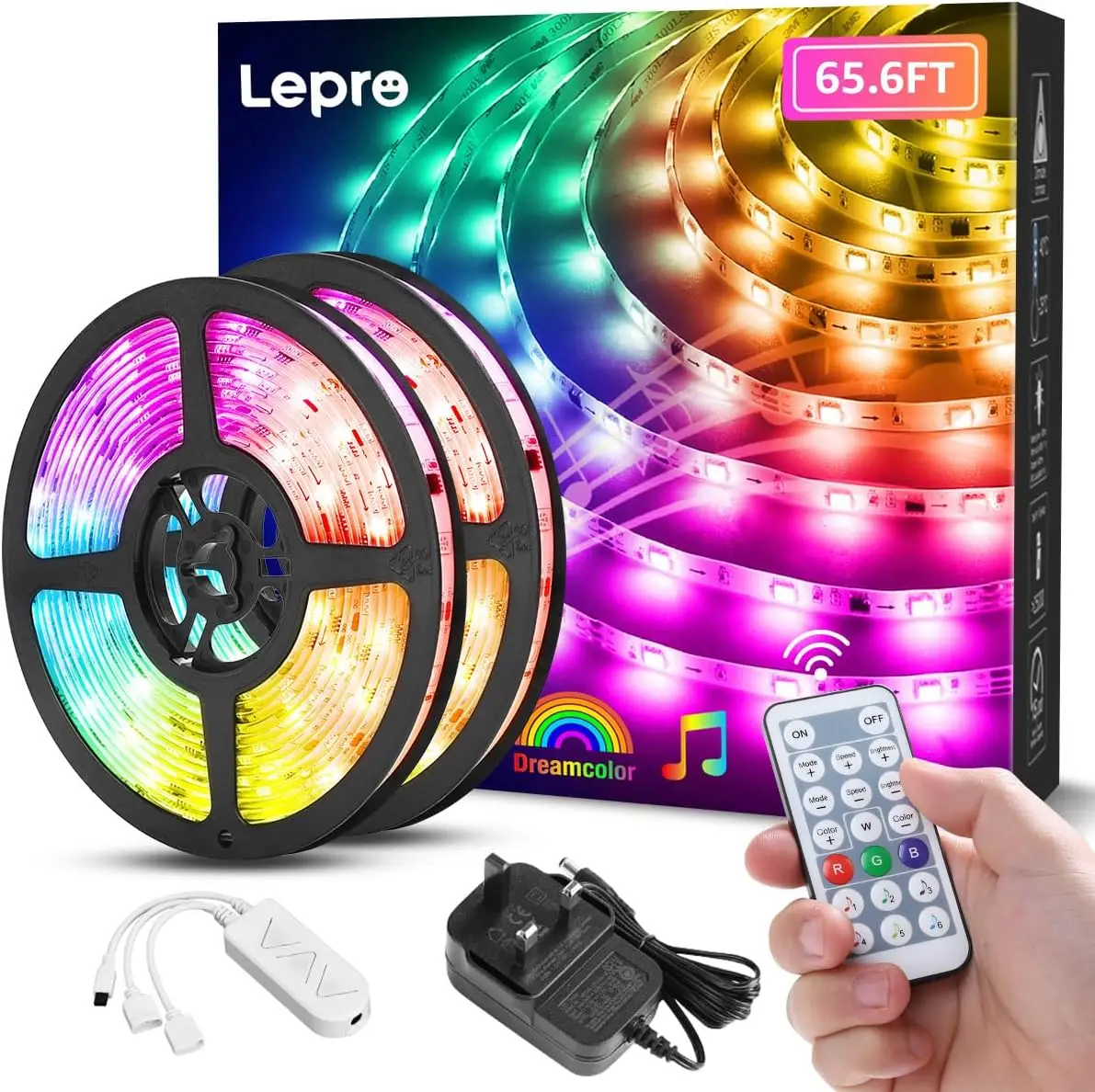 Светодиодная лента 65,6 футов с синхронизацией музыки и пультом ДУ, RGB Dreamcolor для спальни, дома, игровой комнаты, украшения для вечеринок
Светодиодная лента 65,6 футов с синхронизацией музыки и пультом ДУ, RGB Dreamcolor для спальни, дома, игровой комнаты, украшения для вечеринок