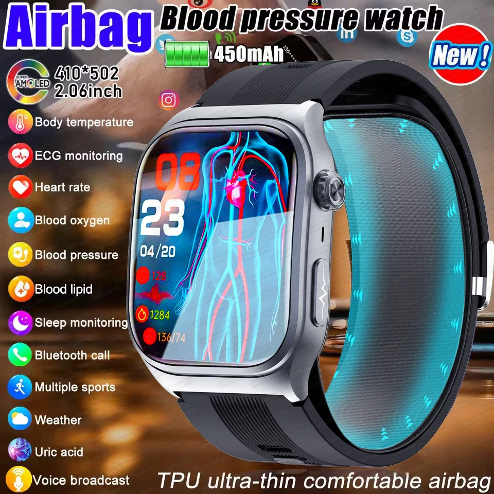 New Precise Detection Blood Pressure Smart Watch Air Pump Airbag Heart Rate ECG Health Bracelet BT Call Watches Men For Xiaomi
New Precise Detection Blood Pressure Smart Watch Air Pump Airbag Heart Rate ECG Health Bracelet BT Call Watches Men For Xiaomi