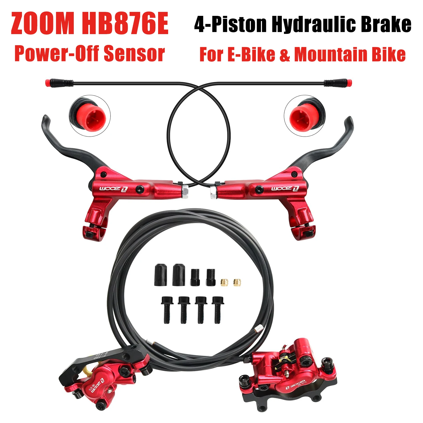 Zoom HB876E Hydraulic Disc Brakes Set 4-Pistons E-Bike Electric Power-OffHydraulic Brake Set for EBike Mountain Bike Road Bike
Zoom HB876E Hydraulic Disc Brakes Set 4-Pistons E-Bike Electric Power-OffHydraulic Brake Set for EBike Mountain Bike Road Bike