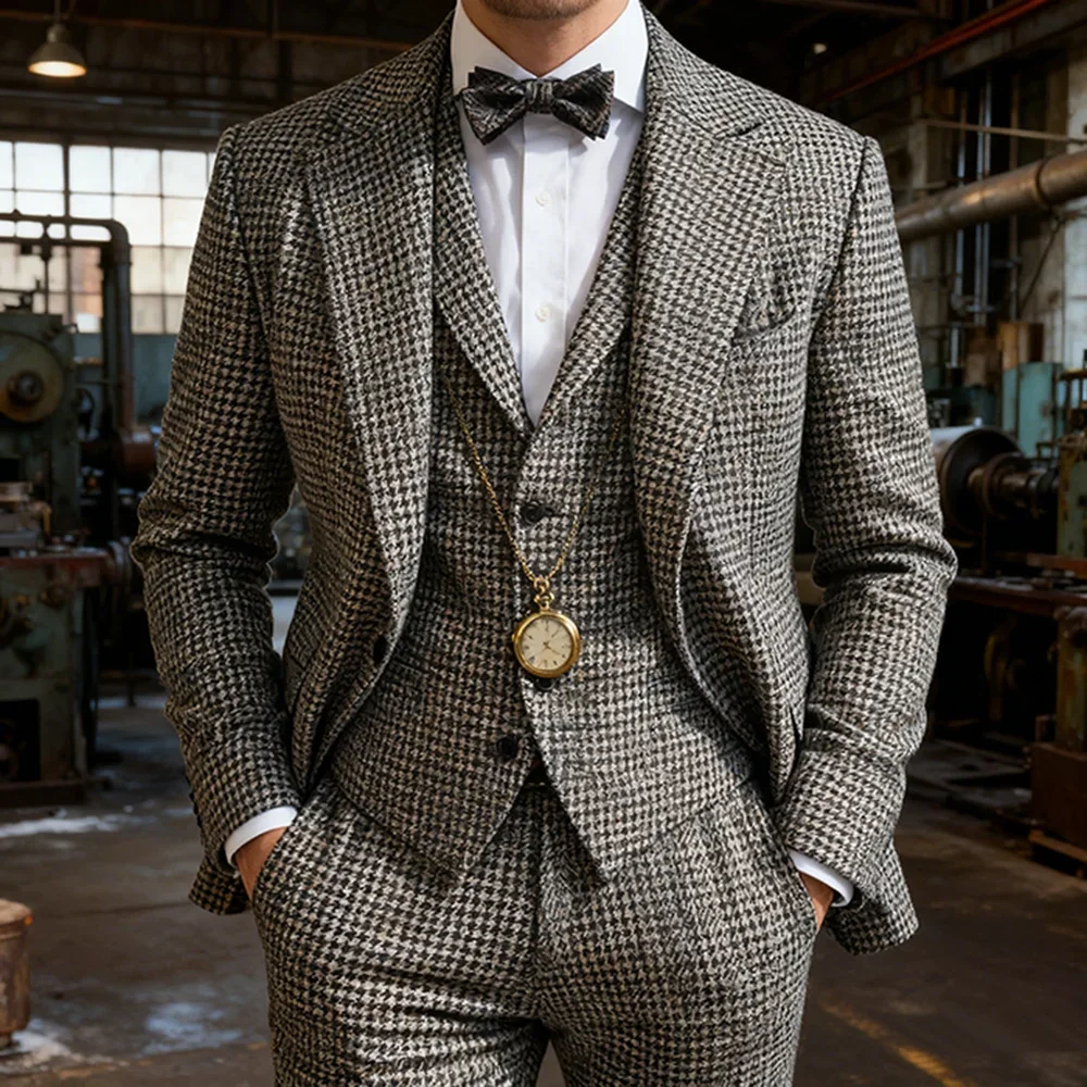 Classic Houndstooth Suits For Men 3 Pieces Single Breasted Business Blazer Outfit Customized Groom Banquet Wedding Tuxedos
Classic Houndstooth Suits For Men 3 Pieces Single Breasted Business Blazer Outfit Customized Groom Banquet Wedding Tuxedos