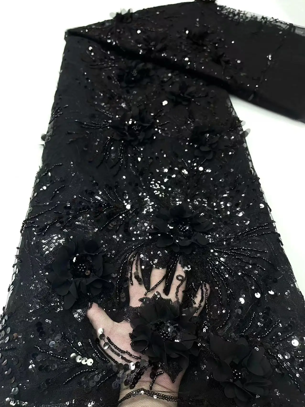 5 Yards African Lace Fabric 2024 High Quality French 3D Flower Sequins Embroidery Beads Tulle Lace Fabric For Party Dress
5 Yards African Lace Fabric 2024 High Quality French 3D Flower Sequins Embroidery Beads Tulle Lace Fabric For Party Dress
