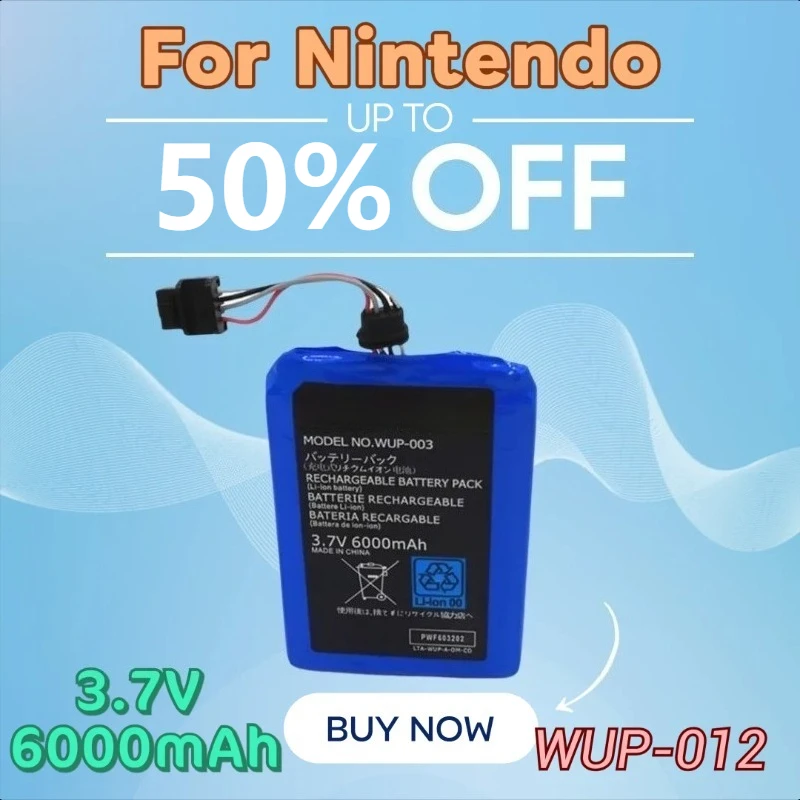 3.7V 6000mAh High-capacity WUP-012 Rechargeable Battery for Nintendo Wii U Wii U Pad Controller
3.7V 6000mAh High-capacity WUP-012 Rechargeable Battery for Nintendo Wii U Wii U Pad Controller