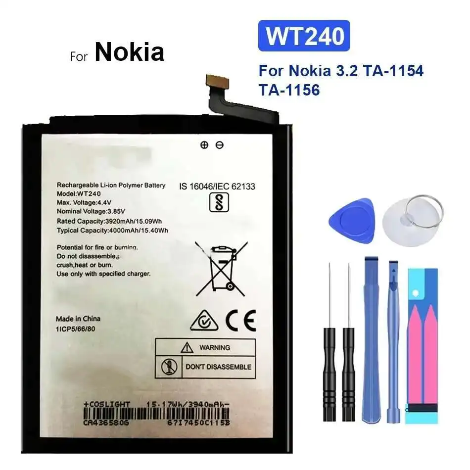 LC-620 WT240 WT330 аккумулятор для телефона Nokia 3.2 TA-1154 TA-1156 4,2 7,2 аккумуляторы 3,85 В Высококачественная батарея
LC-620 WT240 WT330 аккумулятор для телефона Nokia 3.2 TA-1154 TA-1156 4,2 7,2 аккумуляторы 3,85 В Высококачественная батарея