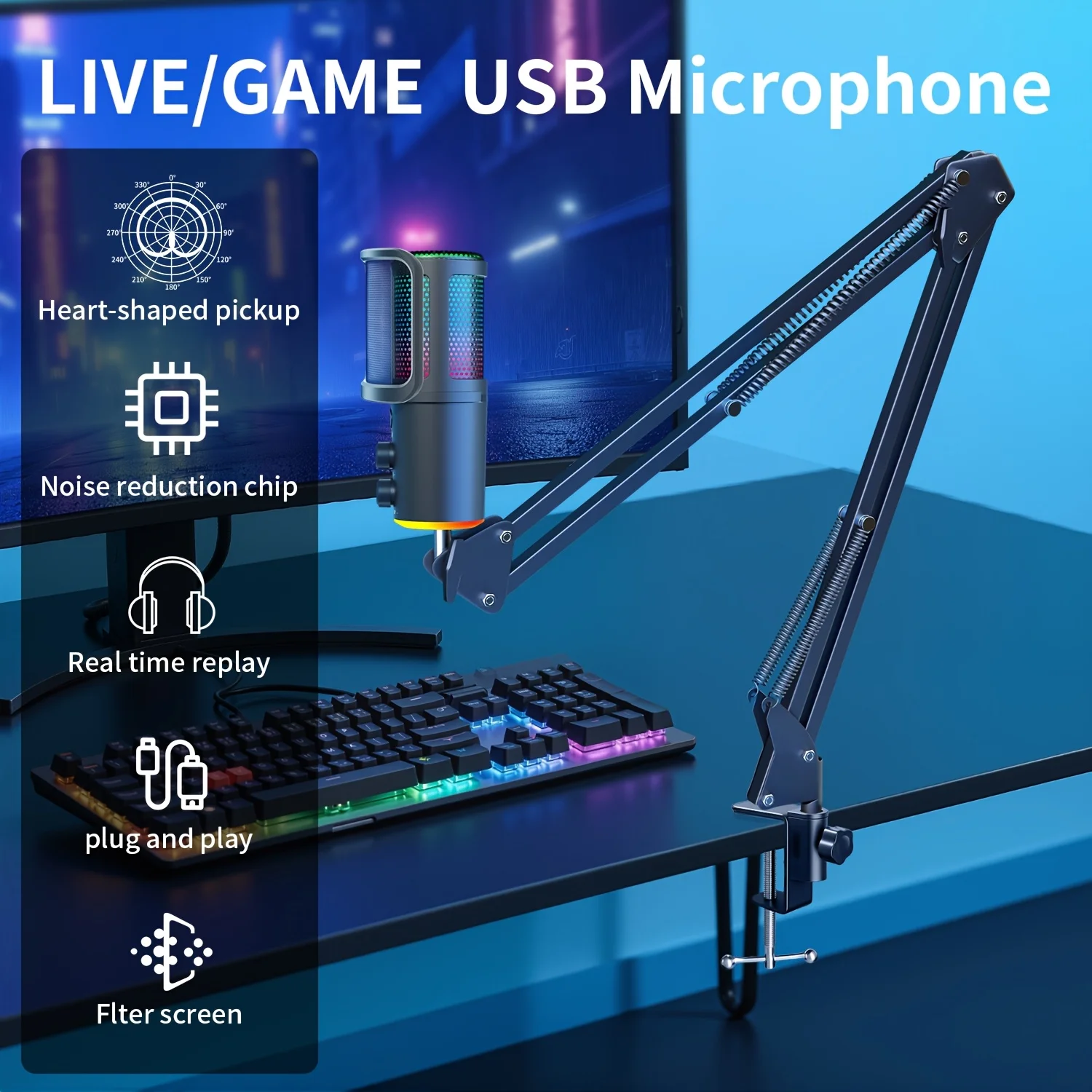 USB Podcast Microphone, PC Computer Condenser Microphone Plug & Play Mic Kit with Boom Arm Stand, 16MM Large Diaphragm,
USB Podcast Microphone, PC Computer Condenser Microphone Plug & Play Mic Kit with Boom Arm Stand, 16MM Large Diaphragm,