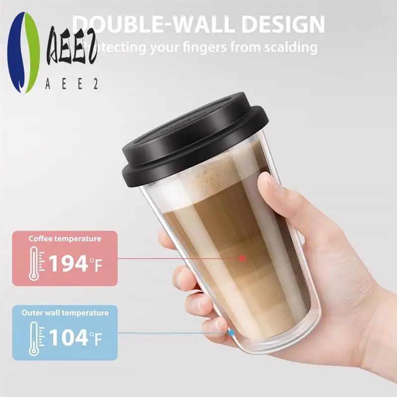 AEE2-2 Packs Double Walled Glass Coffee Mugs With Silicone Lids,12 OZ /350ML Insulated Drinking Coffee Cups, Dishwasher Safe
AEE2-2 Packs Double Walled Glass Coffee Mugs With Silicone Lids,12 OZ /350ML Insulated Drinking Coffee Cups, Dishwasher Safe