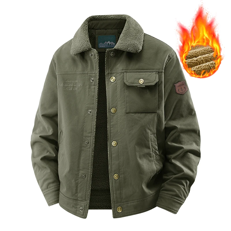 Men's Winter Thiened Fce Lined Lamb Velvet Windproof Warm Cotton Jaet with Multiple kets Casual Sle Long Sve Coat
Men's Winter Thiened Fce Lined Lamb Velvet Windproof Warm Cotton Jaet with Multiple kets Casual Sle Long Sve Coat