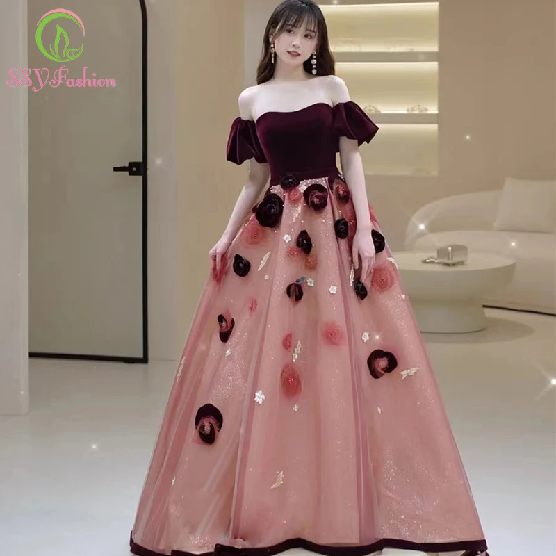 Женское вечернее платье с цветами SSYFashion, милое розовое бархатное платье-трапеция без бретелек со съемными рукавами и отделкой бисером, официальное платье
Женское вечернее платье с цветами SSYFashion, милое розовое бархатное платье-трапеция без бретелек со съемными рукавами и отделкой бисером, официальное платье