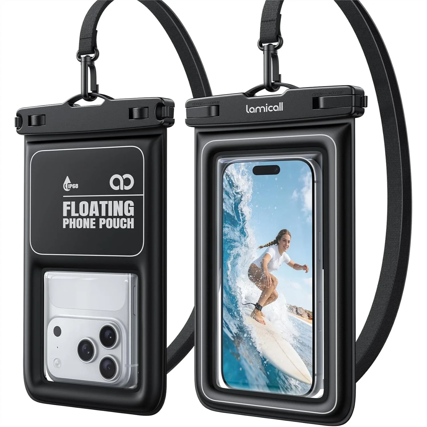 IP68 Floating Waterproof Phone Pouch 2 Pack, Anti-Pop Lock Dustproof Dry Bag with Lanyard for iPhone 17 16 15 Pro Max Galaxy
IP68 Floating Waterproof Phone Pouch 2 Pack, Anti-Pop Lock Dustproof Dry Bag with Lanyard for iPhone 17 16 15 Pro Max Galaxy