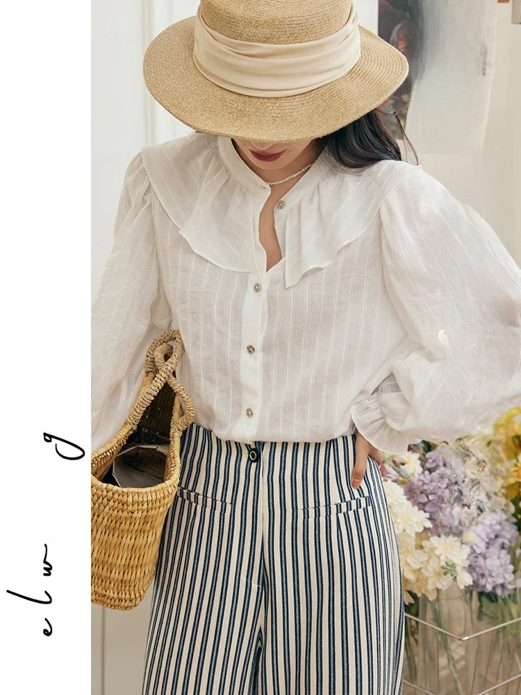 Romantic Pure Cotton Lace Trim Shirt Women's Winter Elegance Fashion Top Elwing Original Design Long Sleeve Commute Style
Romantic Pure Cotton Lace Trim Shirt Women's Winter Elegance Fashion Top Elwing Original Design Long Sleeve Commute Style