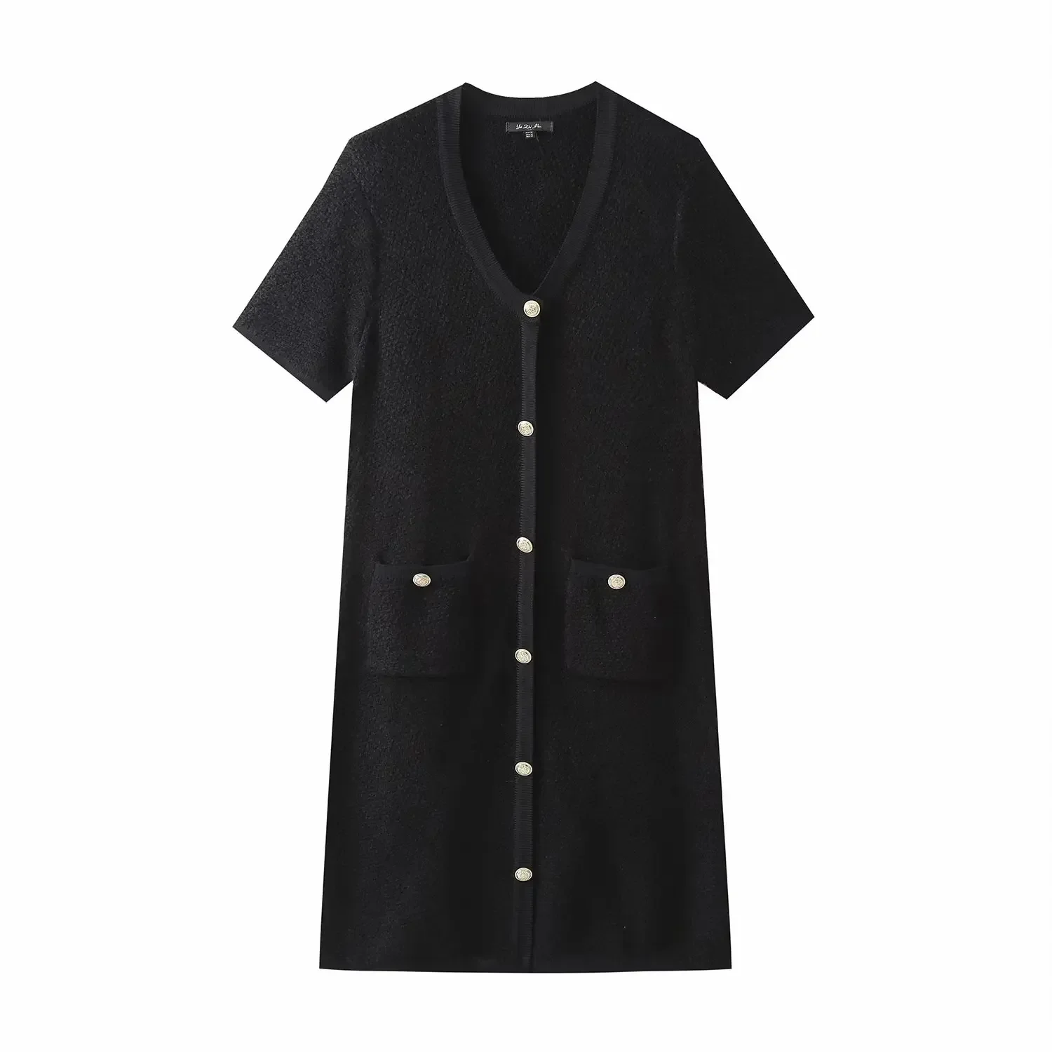 Women's 2023 Fashion Exquisite Button Pocket Decorative Knitted Mini Dress Retro V-neck Short Sleeve Dress Vestidos Mujer
Women's 2023 Fashion Exquisite Button Pocket Decorative Knitted Mini Dress Retro V-neck Short Sleeve Dress Vestidos Mujer
