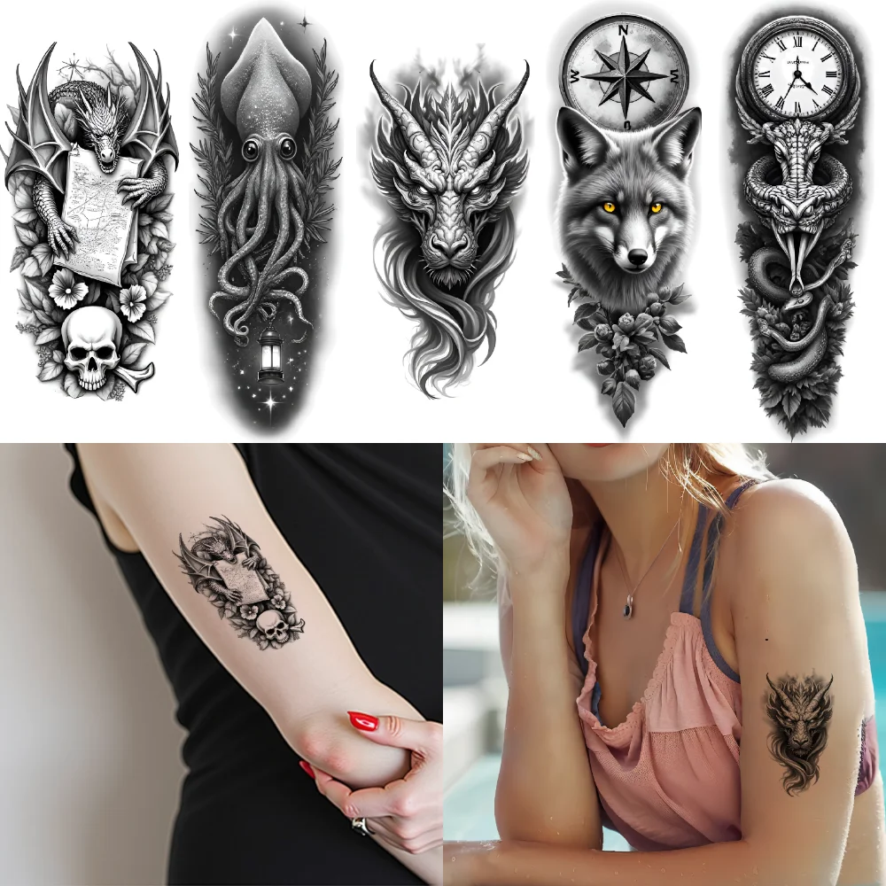 12pcs Temporary Tattoo Horse Black And Grey Realism Peacock Wolf Waterproof Long-lasting Body Stickers Lion For Thigh
12pcs Temporary Tattoo Horse Black And Grey Realism Peacock Wolf Waterproof Long-lasting Body Stickers Lion For Thigh