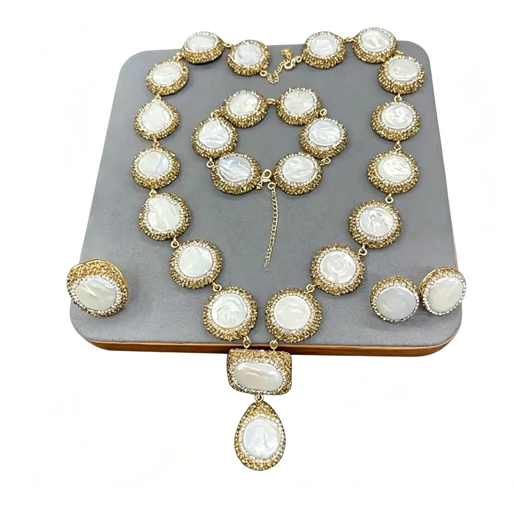 Luxury Natural Freshwater Pearl Charm Necklace Ring Bracelet Earring Jewelry Sets for Woman Handmade Baroque Pearl Gift
Luxury Natural Freshwater Pearl Charm Necklace Ring Bracelet Earring Jewelry Sets for Woman Handmade Baroque Pearl Gift