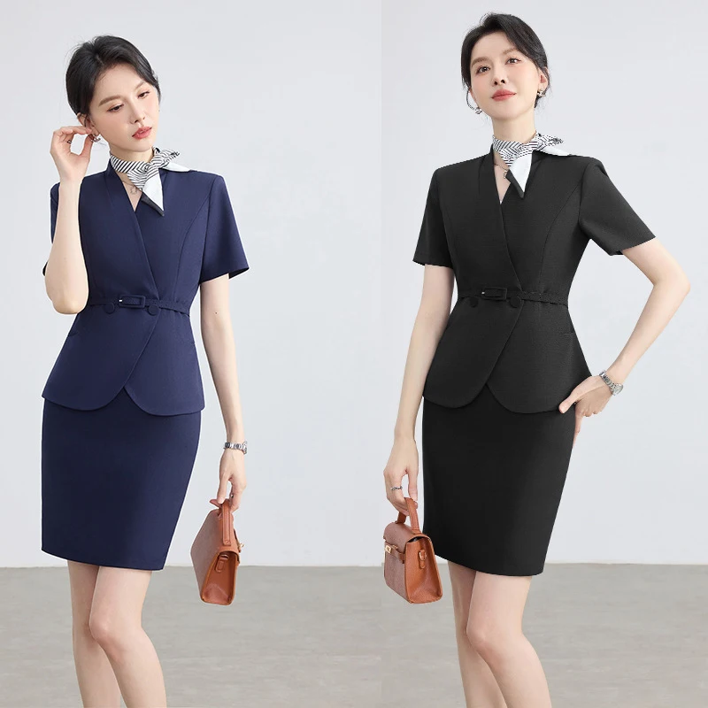2026Gray short-sleeved suit for women, summer lightweight style, suitable for hotel reception, real estate sales department, and
2026Gray short-sleeved suit for women, summer lightweight style, suitable for hotel reception, real estate sales department, and