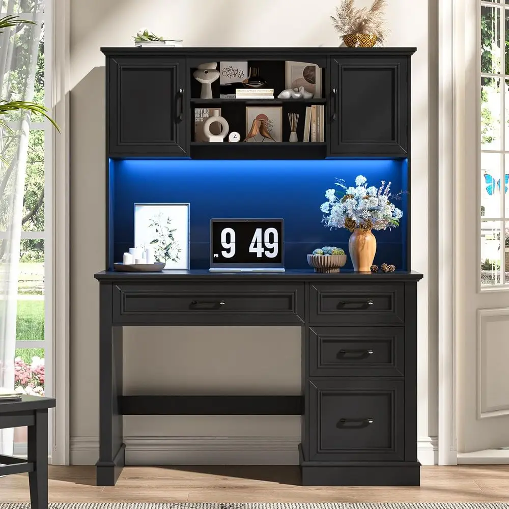 67 High Executive Desk with LED Lighting and Charging Station, Storage Desk for Home Office or Study in Black
67 High Executive Desk with LED Lighting and Charging Station, Storage Desk for Home Office or Study in Black