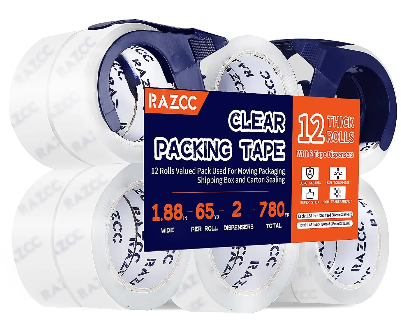 Packing Tape, 12 Rolls Clear Heavy Duty Packaging Tape with Dispensers for Packing, Shipping, Moving and Mailing, Thicke
Packing Tape, 12 Rolls Clear Heavy Duty Packaging Tape with Dispensers for Packing, Shipping, Moving and Mailing, Thicke
