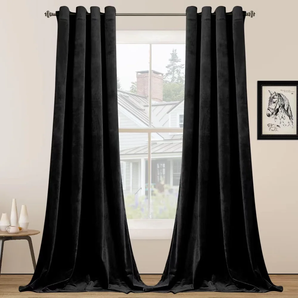 Black 120 in Long Velvet Curtains with Grommet, Thermal Insulated Super Soft Privacy Noise Reducing Light Blackout Curtains
Black 120 in Long Velvet Curtains with Grommet, Thermal Insulated Super Soft Privacy Noise Reducing Light Blackout Curtains