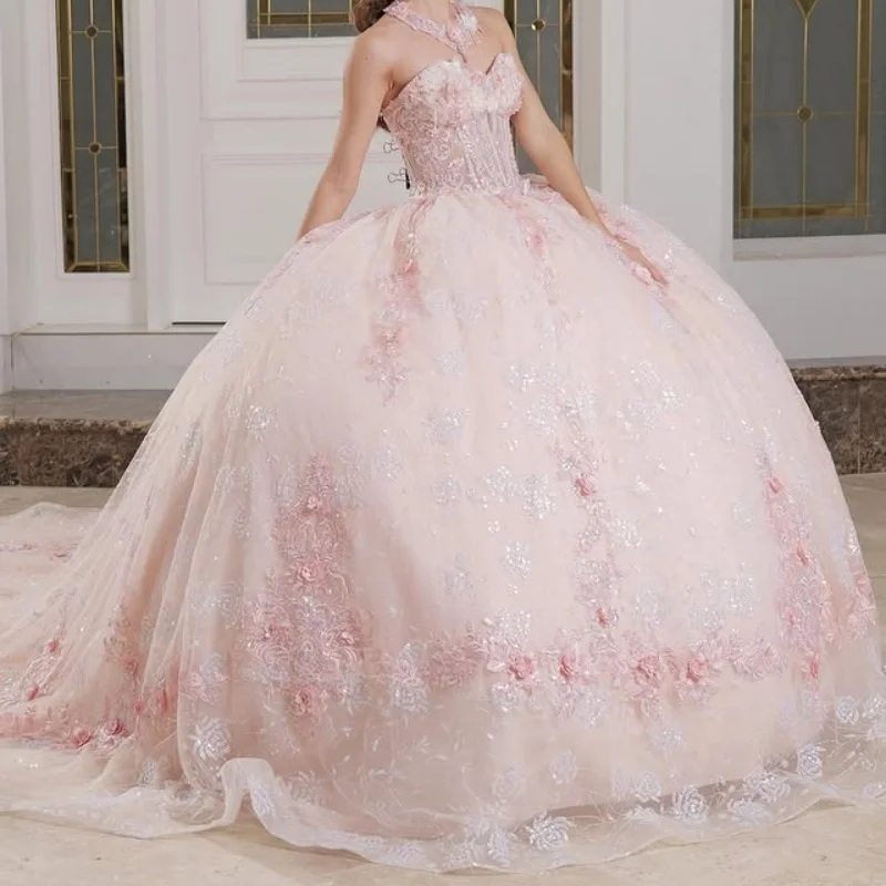 Light Pink Shiny Princess Quinceanera Dresses Sequin Appliqued Flower Beads Tull Sweet 16 Dress Sweetheart Ball Gown Vestidos 15
Light Pink Shiny Princess Quinceanera Dresses Sequin Appliqued Flower Beads Tull Sweet 16 Dress Sweetheart Ball Gown Vestidos 15