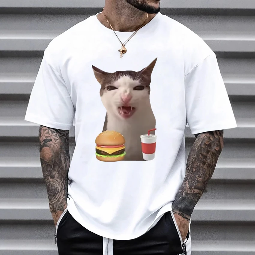 Summer Funny Cat Crunching Food Graphic Meme T shirt Men Women Fashion Oversized short sleeve t-shirts Unisex 100% Cotton Tops
Summer Funny Cat Crunching Food Graphic Meme T shirt Men Women Fashion Oversized short sleeve t-shirts Unisex 100% Cotton Tops