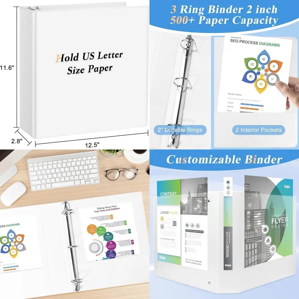 White 2 Inch 3-Ring Binder, US Letter, 2 Pockets, 12 Pack
White 2 Inch 3-Ring Binder, US Letter, 2 Pockets, 12 Pack