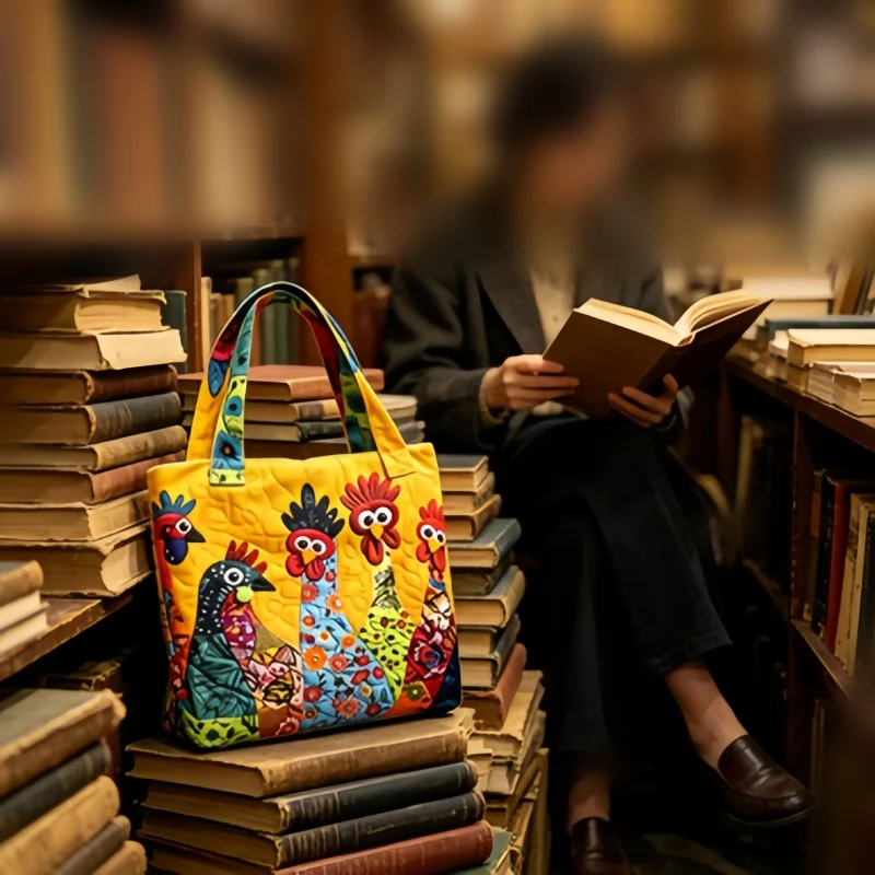 Cute Rooster Print Quilted Tote Bag, 2Pcs Set Large Capacity Handbag with Cosmetic Bag, Multi-purpose Bag for Women
Cute Rooster Print Quilted Tote Bag, 2Pcs Set Large Capacity Handbag with Cosmetic Bag, Multi-purpose Bag for Women