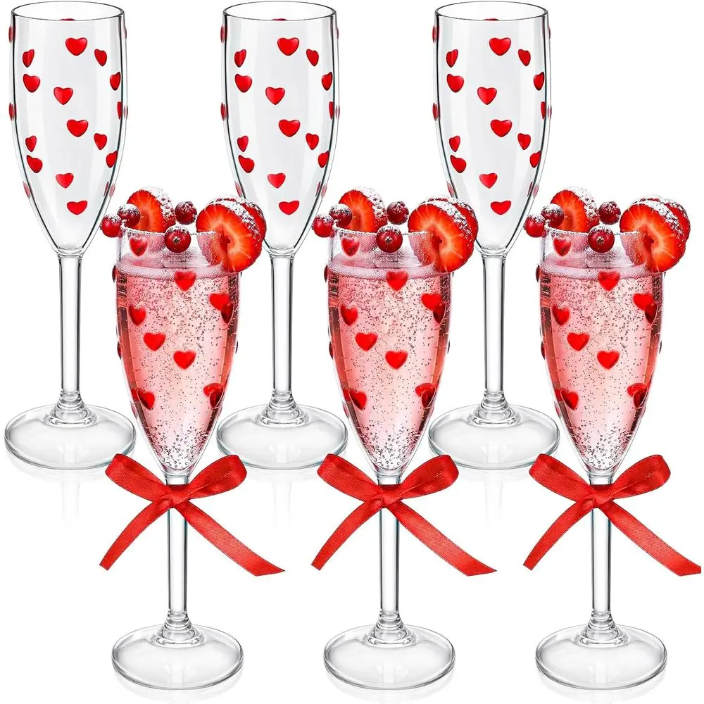 Heart Shaped Champagne Lutes 6.5 oz Clear Red Hearts Plastic Glasses Cocktail Toasting Cups for Valentines Day, Weddings, Galent
Heart Shaped Champagne Lutes 6.5 oz Clear Red Hearts Plastic Glasses Cocktail Toasting Cups for Valentines Day, Weddings, Galent
