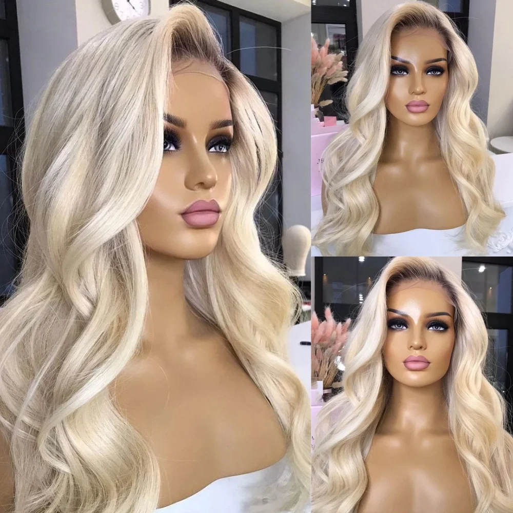 Wavy Platinum Blonde Ombre Body Wave Synthetic Hair 13x4 HD Lace Front Wigs for White Women Glueless High Density Cosplay Wigs
Wavy Platinum Blonde Ombre Body Wave Synthetic Hair 13x4 HD Lace Front Wigs for White Women Glueless High Density Cosplay Wigs