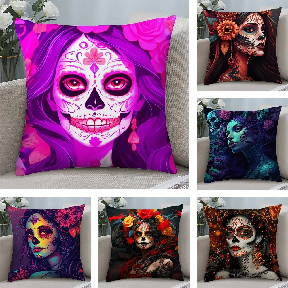 Halloween Sugar Skull Girl Pillow Case Plush Fabric Soft Pillowcase Double Sided Print Cushion Cover Household Gifts
Halloween Sugar Skull Girl Pillow Case Plush Fabric Soft Pillowcase Double Sided Print Cushion Cover Household Gifts