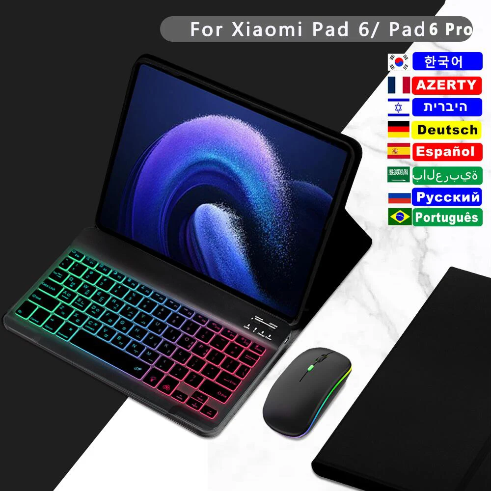 Rainbow Backlit Keyboard Case for Xiaomi Pad 6 Pro 6 11.0 2023 Cover Korean Russian Spanish Arabic Portuguese French Keyboard
Rainbow Backlit Keyboard Case for Xiaomi Pad 6 Pro 6 11.0 2023 Cover Korean Russian Spanish Arabic Portuguese French Keyboard