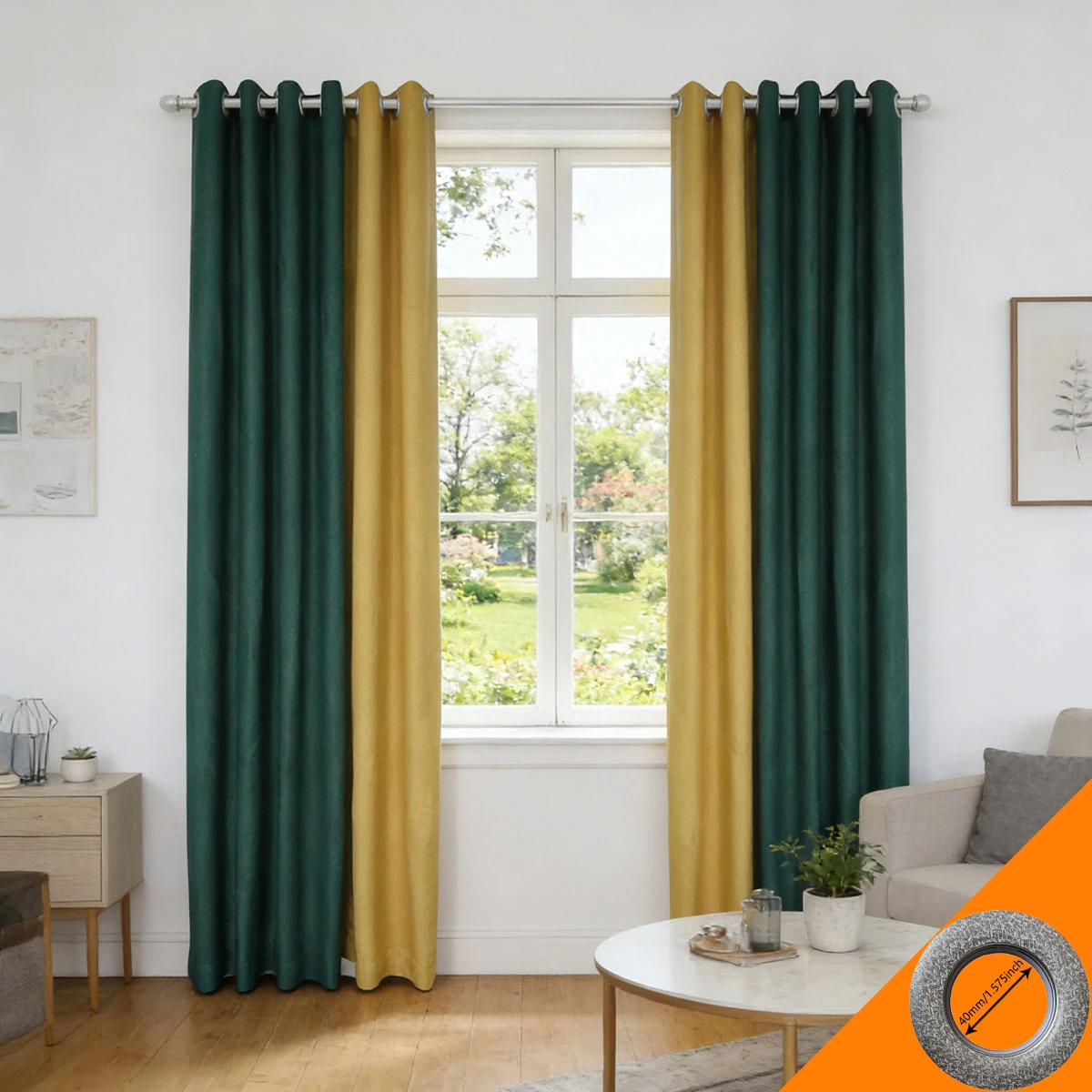 2pcs Green & Yellow Color Block Blackout Curtains, Thermal Insulated Grommet Window Drapes for Living Room & Bedroom
2pcs Green & Yellow Color Block Blackout Curtains, Thermal Insulated Grommet Window Drapes for Living Room & Bedroom