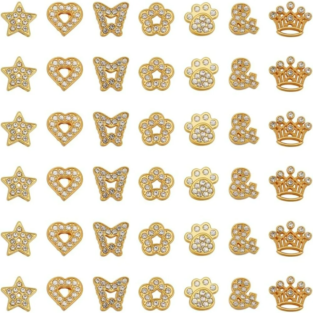 1 Box 42Pcs Slide Charms Bulk Alloy Slider Charm Rhinestone Star Heart Butterfly Flower Paw Symbol Crown Slide Charm Spacer
1 Box 42Pcs Slide Charms Bulk Alloy Slider Charm Rhinestone Star Heart Butterfly Flower Paw Symbol Crown Slide Charm Spacer