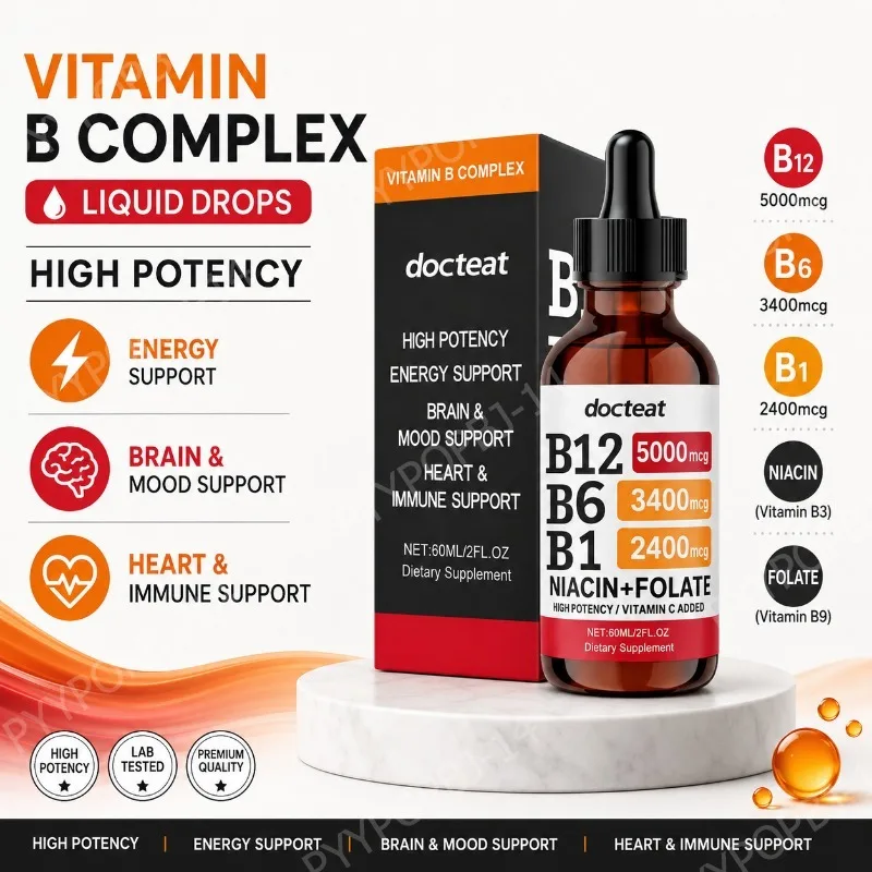 Docteat Vitamin B Complex Liquid Drops with Vitamin C Supports Energy Metabolism Daily Wellness 60ml
Docteat Vitamin B Complex Liquid Drops with Vitamin C Supports Energy Metabolism Daily Wellness 60ml