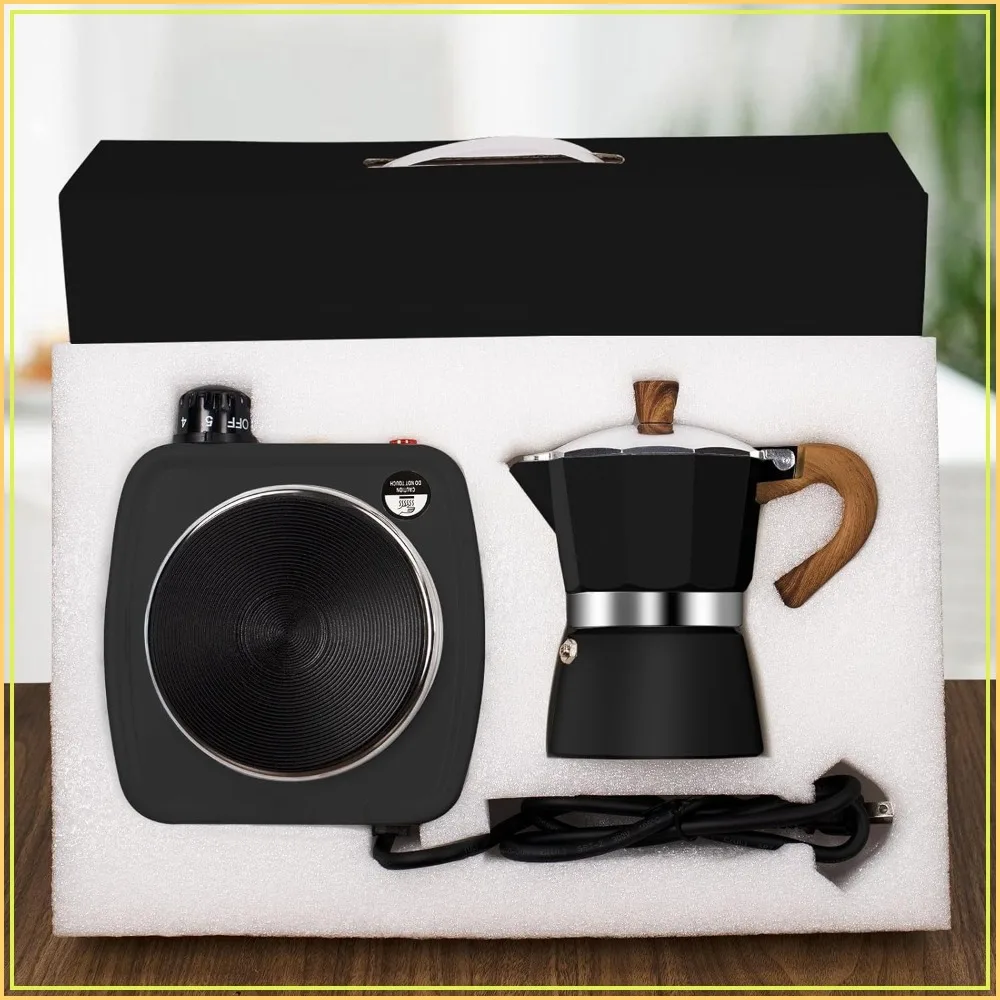 2-in-1 Moka Pot Espresso Set with Electric Stove, 3 Cup Aluminum Stovetop Coffee Maker, Portable Camping
2-in-1 Moka Pot Espresso Set with Electric Stove, 3 Cup Aluminum Stovetop Coffee Maker, Portable Camping