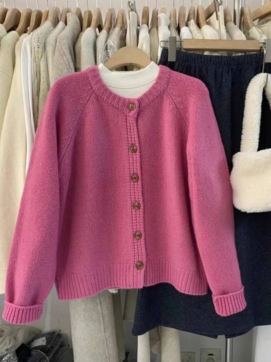 Raspberry Pink Knitted Sweater Jacket Women's Autumn Winter Korean Style Sweetened Cardigan Beautiful Euro Style Outerwear
Raspberry Pink Knitted Sweater Jacket Women's Autumn Winter Korean Style Sweetened Cardigan Beautiful Euro Style Outerwear