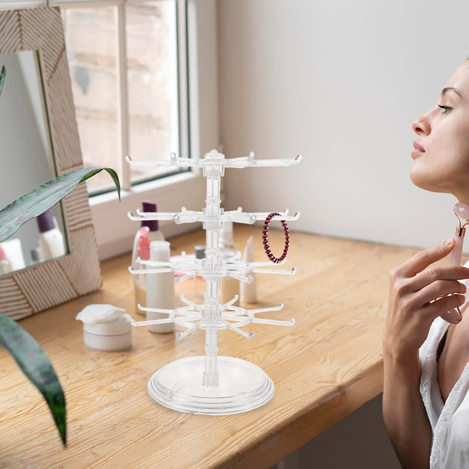 Compact Rotating Jewelry Stand Necklace Holder Earring Display Organizer For Women Bracelets Rings Watches Space-Saving Desktop
Compact Rotating Jewelry Stand Necklace Holder Earring Display Organizer For Women Bracelets Rings Watches Space-Saving Desktop