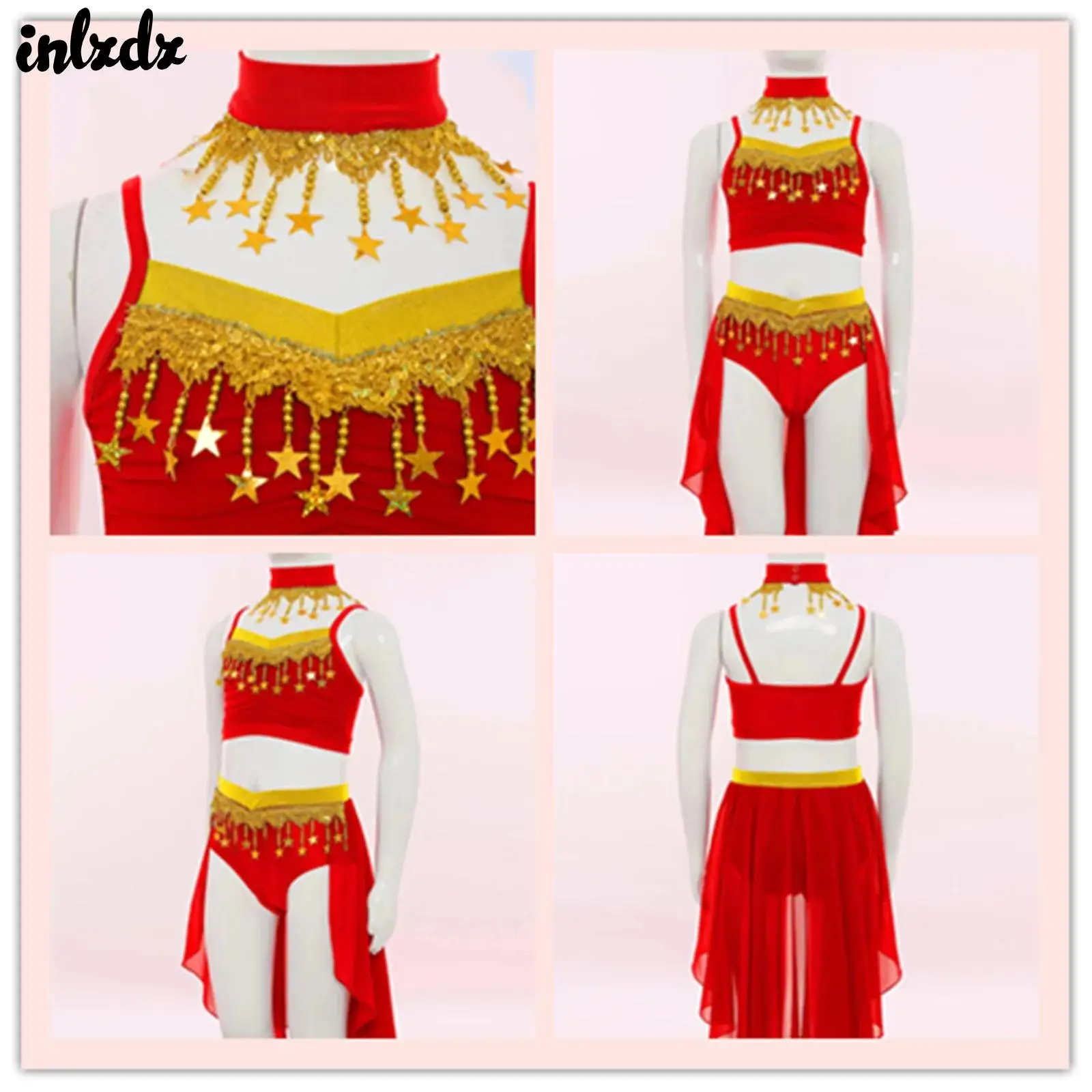 Восточный индийский наряд для танца живота, детский укороченный топ с блестящими звездами и блестками и кисточками, рюшами и юбками, костюм на Хэллоуин из живота
Восточный индийский наряд для танца живота, детский укороченный топ с блестящими звездами и блестками и кисточками, рюшами и юбками, костюм на Хэллоуин из живота