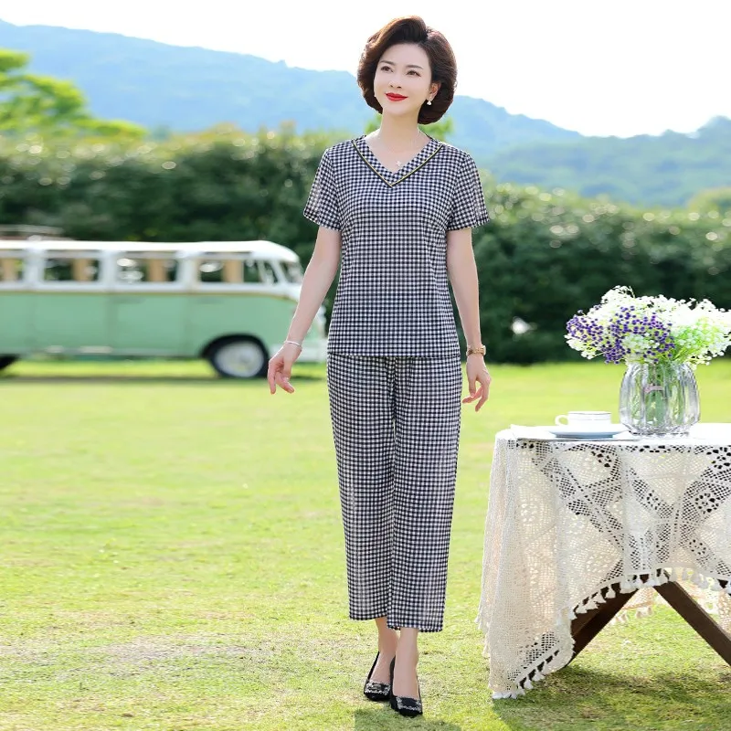 Women Clothes Set New Arrival Thin Soft Plaid Print Loose Summer Set Loose Tops Pants 2 Piece Casual Set Suit
Women Clothes Set New Arrival Thin Soft Plaid Print Loose Summer Set Loose Tops Pants 2 Piece Casual Set Suit