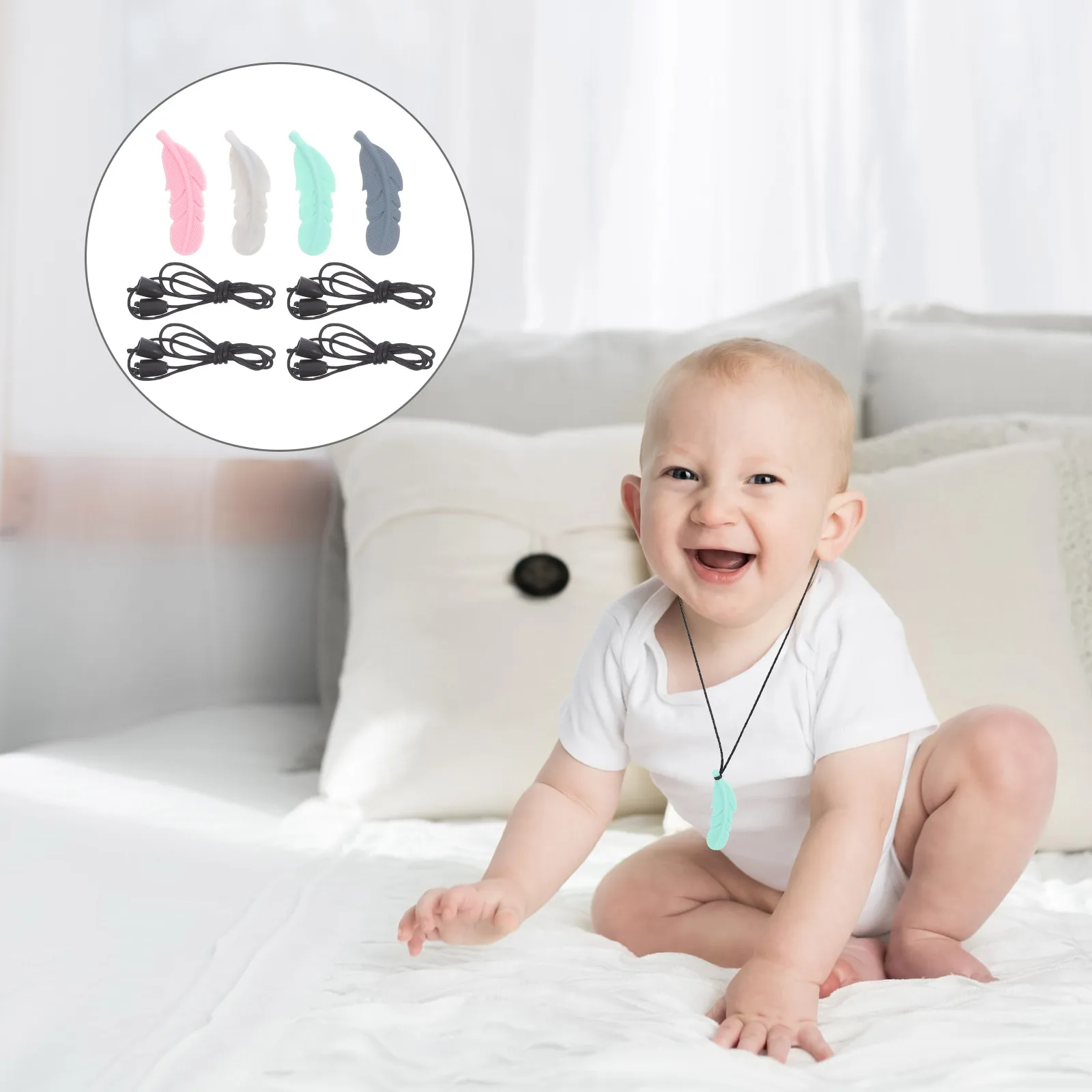 4 Pcs Baby Teething Necklace Silicone Pendants Sticks Chew Toys for Kids Silica Gel Chewing Molar
4 Pcs Baby Teething Necklace Silicone Pendants Sticks Chew Toys for Kids Silica Gel Chewing Molar