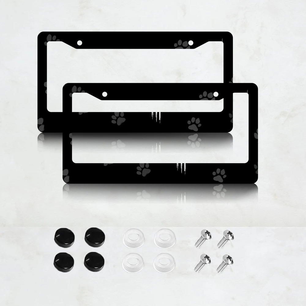 2PC 2-Hole License Plate Frame in Black with Paw Prints, American Standard Size, Aluminum, 6x12 Inches, Includes Screws
2PC 2-Hole License Plate Frame in Black with Paw Prints, American Standard Size, Aluminum, 6x12 Inches, Includes Screws
