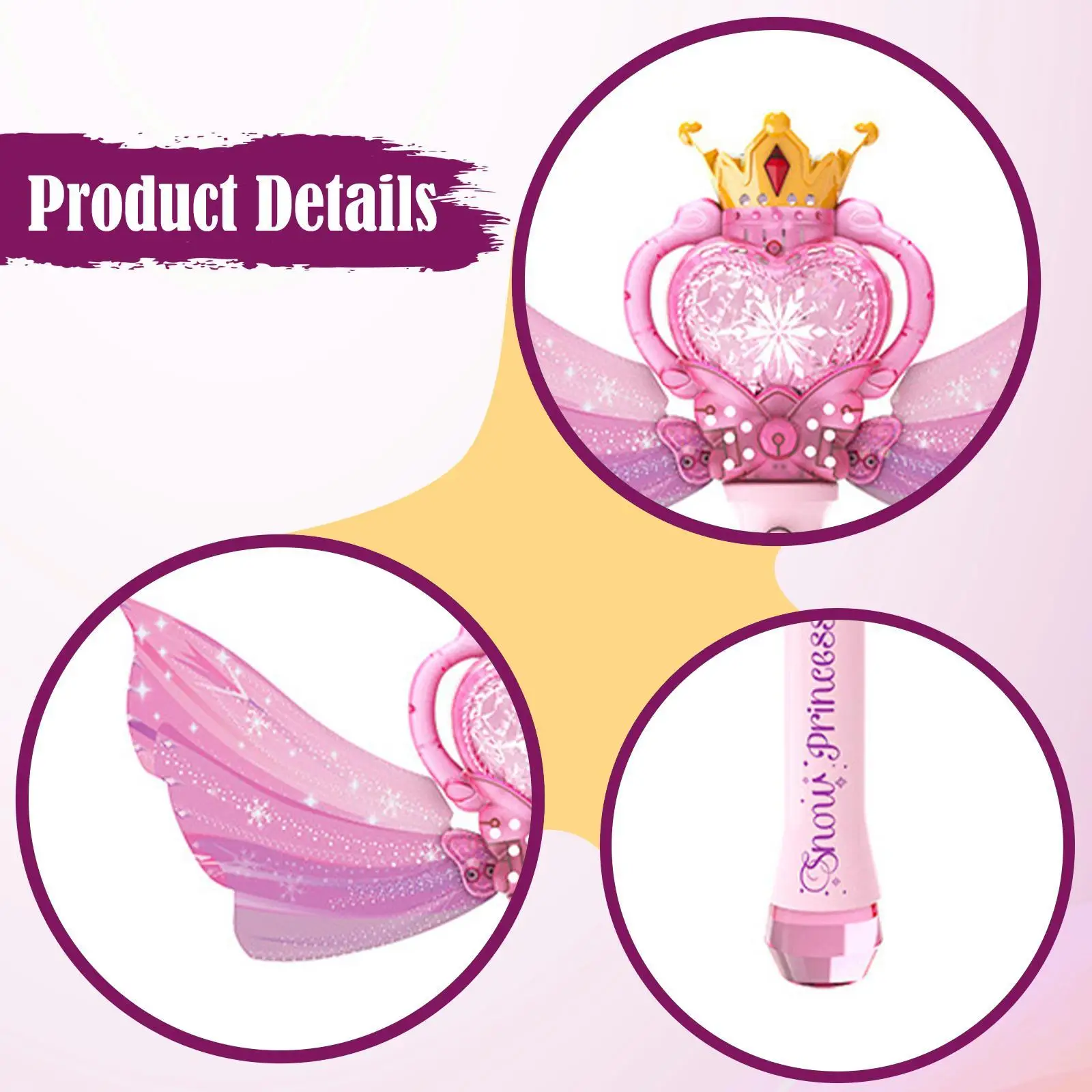 Light Up Princess Bubble Wand Automatic Bubble Maker Outdoor Soap Bubbles Toy for Children Birthday Gift Party
Light Up Princess Bubble Wand Automatic Bubble Maker Outdoor Soap Bubbles Toy for Children Birthday Gift Party