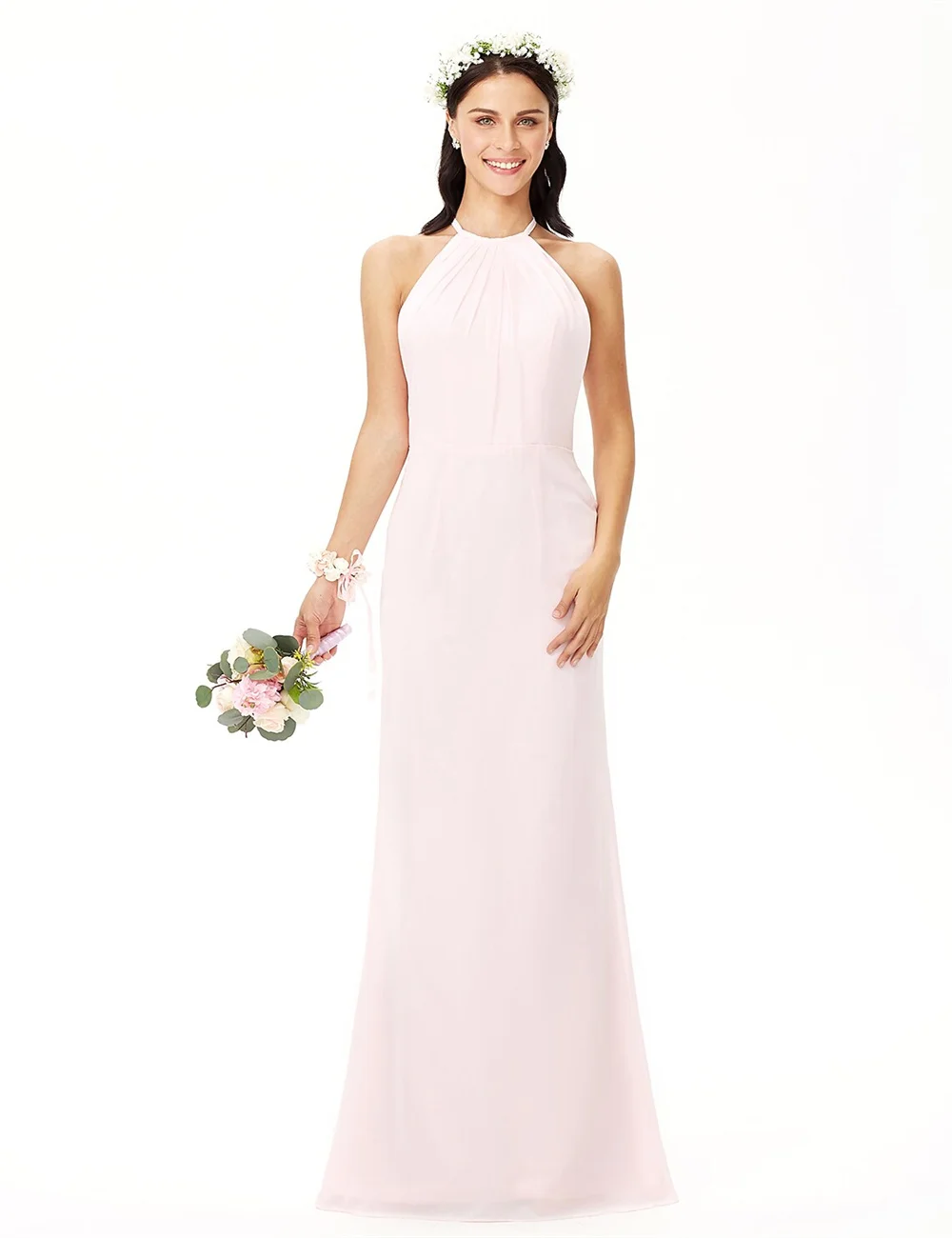Women's Wedding Party Dresses Sheath Bridesmaid Dresses Elegant Halter Neck Sleeveless Floor Length Chiffon with Pleats 2023
Women's Wedding Party Dresses Sheath Bridesmaid Dresses Elegant Halter Neck Sleeveless Floor Length Chiffon with Pleats 2023