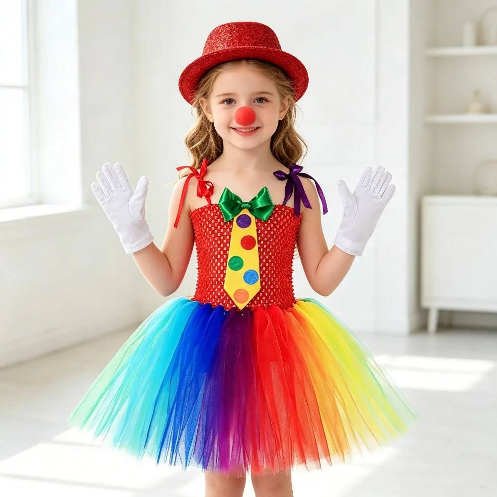 Circus Clown Costume for Girls Carnival Festival Halloween Dress Up Outfit Colorful Rainbow Funny Clown Tulle Tutu Dress
Circus Clown Costume for Girls Carnival Festival Halloween Dress Up Outfit Colorful Rainbow Funny Clown Tulle Tutu Dress